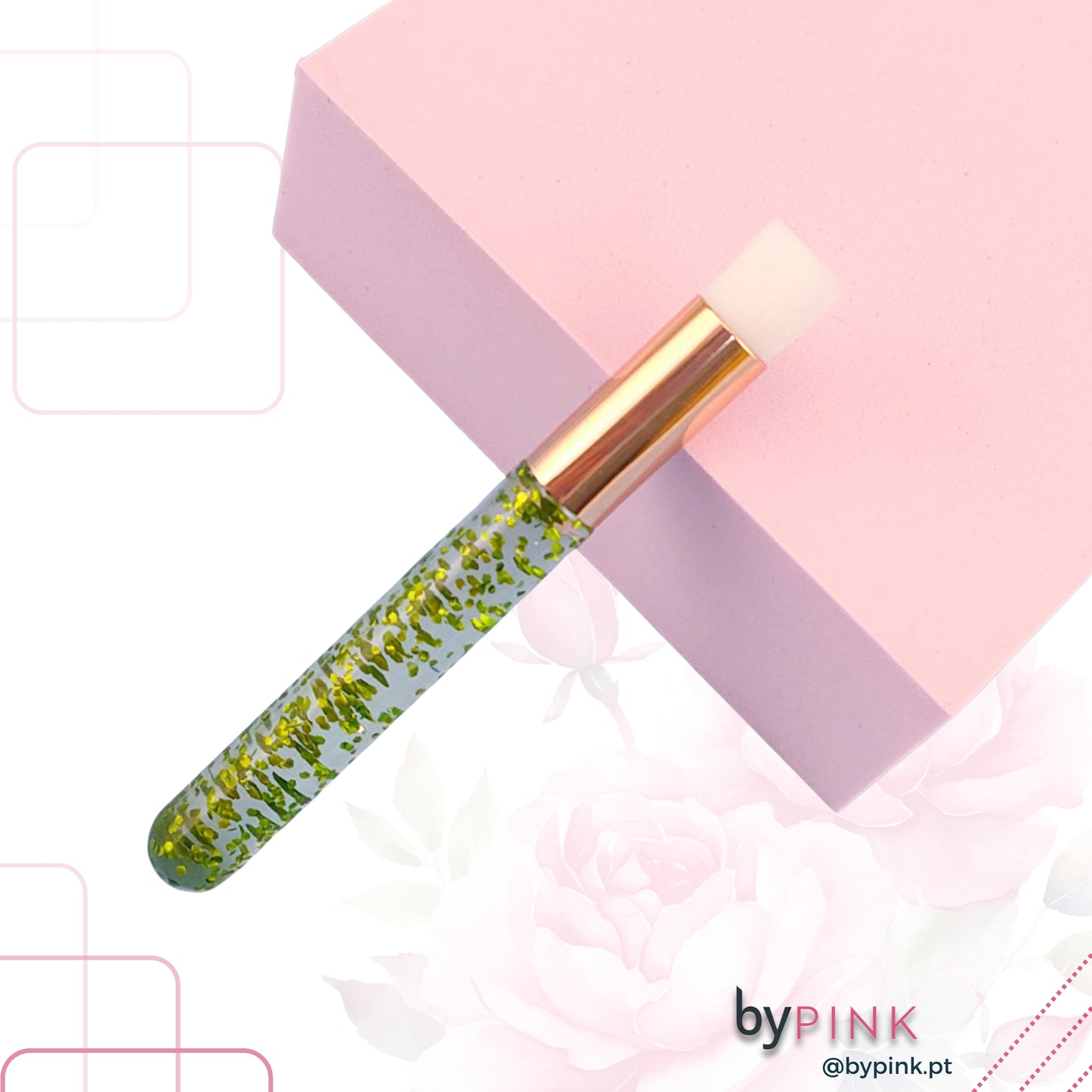 Pinçel macio para limpeza de pestanas | Verde Glitter Transparente
