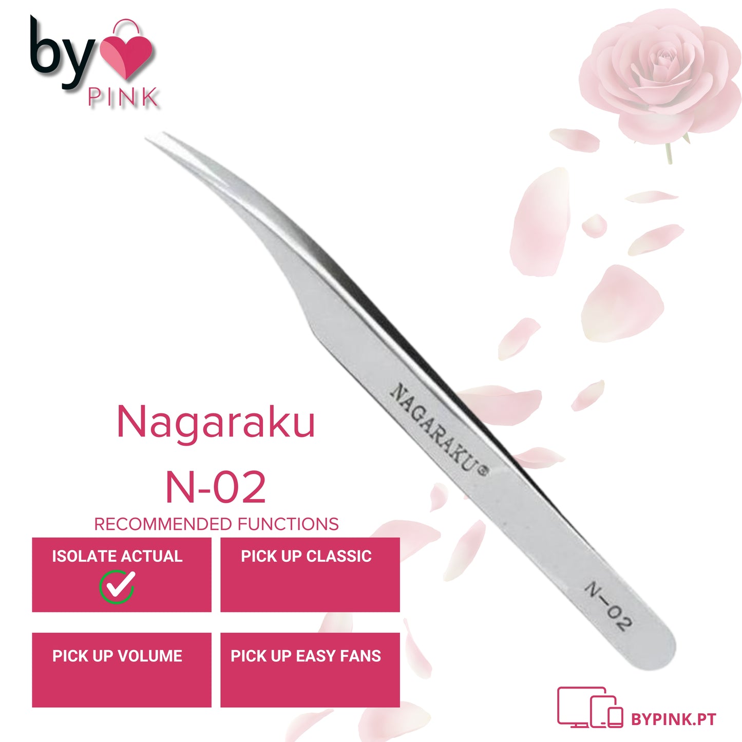 Pinças de Extensão Cílios, NAGARAKU N02 -Aço Inoxidável