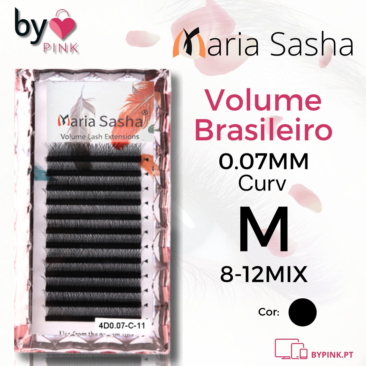 Maria Sasha - Volume Brasileiro ,Curvatura M , 0.07MM, 8-12 MIX